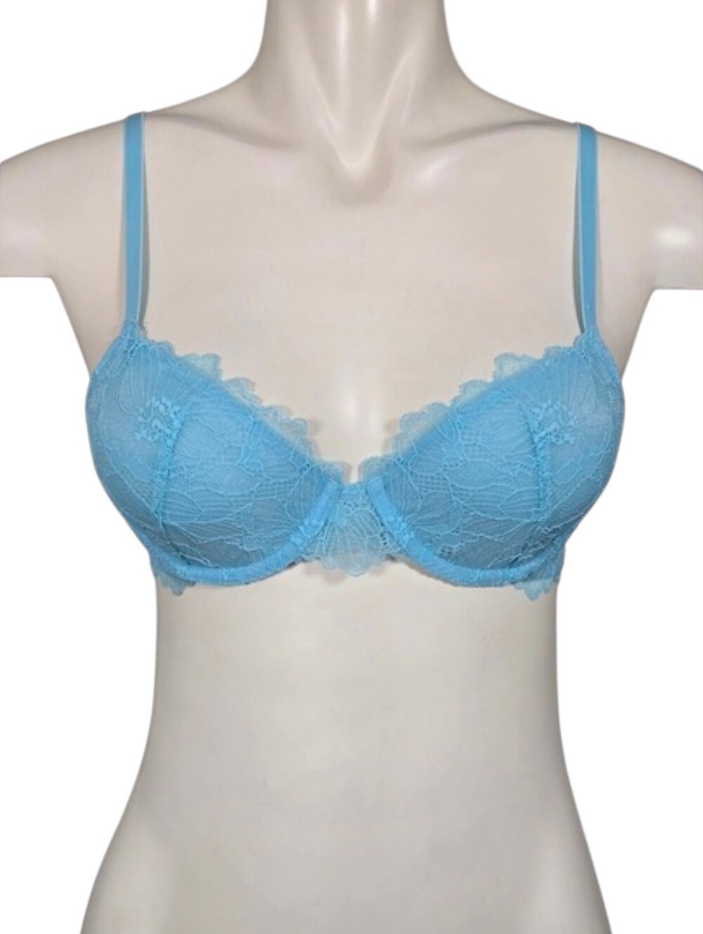 La Senza Women's Light Blue Lace Underwire Bra Adjustable Straps 34B